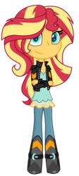 Size: 954x2128 | Tagged: dead source, safe, artist:creativeli3, sunset shimmer, human, equestria girls, g4.5, my little pony: pony life, boots, clothes, crossed arms, female, jacket, pony life equestria girls-ified, shoes, smiling, solo