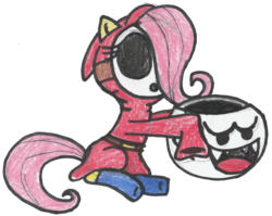 Size: 1150x914 | Tagged: safe, artist:drquack64, fluttershy, pony, shy guy, g4, boo (super mario), clothes, cosplay, costume, crossover, fluttershy guy, halloween, halloween costume, mask, simple background, super mario bros., traditional art, transparent background