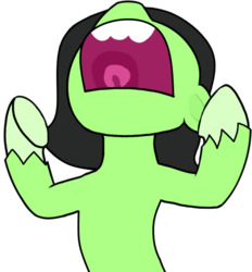 Size: 559x603 | Tagged: safe, artist:rebane2001, edit, oc, oc only, oc:filly anon, earth pony, pony, g4.5, my little pony: pony life, autistic screeching, chibi, descriptive noise, female, filly, meme, open mouth, reeee, screech, simple background, solo, transparent background, underhoof
