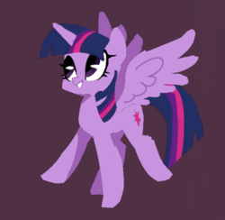 Size: 738x721 | Tagged: safe, artist:ivyredmond, twilight sparkle, alicorn, pony, g4, 15 minute art challenge, cute, female, mare, purple background, simple background, solo, spread wings, twiabetes, twilight sparkle (alicorn), wings