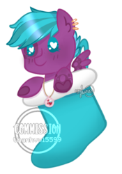 Size: 350x500 | Tagged: safe, artist:helithusvy, oc, oc only, oc:starfly, pegasus, pony, blue eyes, blue hair, chibi, commission, heart eyes, jewelry, male, necklace, pegasus oc, purple, simple background, sock, solo, transparent background, wingding eyes, ych result