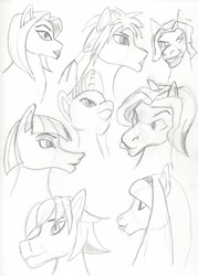 Size: 778x1089 | Tagged: safe, artist:samoht-lion, pony, bust, female, lineart, mare, traditional art