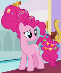 Size: 675x805 | Tagged: safe, screencap, pinkie pie, earth pony, pony, g4, the last problem, cropped, female, mare, older, older pinkie pie, rubber duck, solo, teddy bear