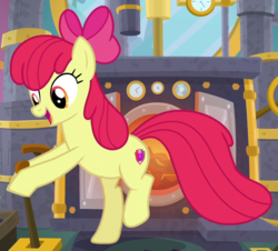 Size: 715x645 | Tagged: safe, screencap, apple bloom, earth pony, pony, g4, growing up is hard to do, big tail, cropped, female, older, older apple bloom, open mouth, smiling, solo