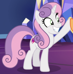 Size: 615x620 | Tagged: safe, screencap, sweetie belle, pony, unicorn, g4, growing up is hard to do, big smile, cropped, cute, diasweetes, female, older, older sweetie belle, smiling, solo