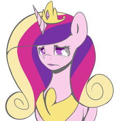 Size: 2500x2500 | Tagged: safe, artist:psicarii, princess cadance, pony, g4, crying, female, high res, princess sadance, simple background, solo, white background