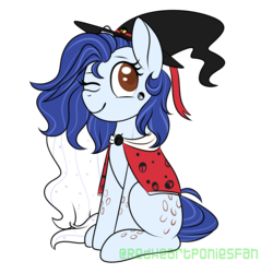 Size: 2000x2000 | Tagged: safe, artist:redheartponiesfan, oc, oc only, oc:lady coccinelle, earth pony, pony, female, hat, high res, mare, one eye closed, simple background, solo, transparent background, wink, witch hat