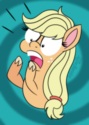 Size: 1440x2028 | Tagged: safe, artist:puperhamster, applejack, earth pony, pony, g4.5, my little pony: pony life, female, hatless, missing accessory, solo, terrified