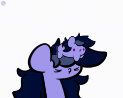 Size: 1350x1080 | Tagged: dead source, safe, artist:php142, oc, oc only, oc:purple flix, pony, unicorn, :p, :t, animated, blob ponies, bouncing, cute, eyes closed, gif, jumping, male, ocbetes, ponies riding ponies, pony hat, riding, self riding, simple background, smiling, tongue out, white background