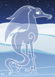 Size: 4000x5600 | Tagged: safe, artist:parclytaxel, oc, oc only, oc:spindle, pony, windigo, ain't never had friends like us, .svg available, absurd resolution, butt, christmas, female, figure skating, hearth's warming, holiday, ice, lake, looking at you, looking back, looking back at you, night, patreon, patreon logo, plot, smiling, snow, solo, stars, transparent flesh, vector, windigo oc