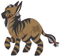 Size: 2353x2178 | Tagged: safe, artist:sleepy-nova, oc, oc:mponyaji, hybrid, pony, zebroid, zony, crouching, high res, magical lesbian spawn, male, offspring, parent:meadowbrook, parent:zecora, roached back, simple background, solo, transparent background