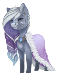 Size: 516x679 | Tagged: safe, artist:shady-bush, oc, oc only, oc:nebula, earth pony, pony, cloak, clothes, eyes closed, female, grin, mare, simple background, smiling, solo, transparent background