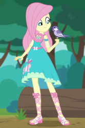 Size: 580x875 | Tagged: safe, screencap, fluttershy, bird, equestria girls, equestria girls series, g4, text support, choose your own ending (season 1), cropped, female, solo, text support: fluttershy