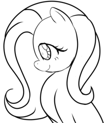 Size: 2000x2300 | Tagged: safe, artist:jessedoodles, fluttershy, pegasus, pony, g4, black and white, bust, female, grayscale, high res, inktober 2017, lineart, mare, monochrome, profile, smiling, solo