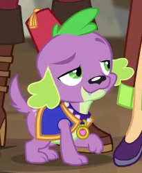 Size: 205x250 | Tagged: safe, screencap, spike, spike the regular dog, dog, equestria girls, equestria girls specials, g4, my little pony equestria girls: movie magic, clothes, costume, cropped, cute, india movie set, smug, solo focus, spikabetes