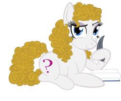 Size: 1000x834 | Tagged: safe, artist:sixes&sevens, earth pony, pony, book, doctor who, eyeshadow, female, lying down, makeup, ponified, quill, river song (doctor who), simple background, transparent background
