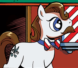 Size: 255x222 | Tagged: safe, idw, barber groomsby, earth pony, pony, g4, spoiler:comic, spoiler:comic10, bowtie, facial hair, male, moustache, solo, stallion