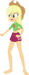 Size: 3754x9525 | Tagged: safe, artist:marcorulezzz, applejack, equestria girls, g4, my little pony equestria girls: better together, turf war, absurd resolution, applejack's hat, barefoot, belly button, clothes, cowboy hat, feet, female, geode of super strength, hat, lifeguard, magical geodes, open mouth, simple background, solo, swimsuit, transparent background, vector, wet hair