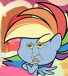 Size: 334x375 | Tagged: safe, edit, edited screencap, screencap, rainbow dash, pegasus, pony, g4.5, my little pony: pony life, cropped, cursed image, faic, female, handsome, handsome squidward, male, mare, meme, solo, spongebob squarepants, squidward tentacles, the two faces of squidward
