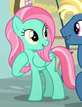 Size: 160x210 | Tagged: safe, screencap, lolly popper, minty breeze, pegasus, pony, g4, the last problem, background pony, cropped, female, mare, picture for breezies, solo focus