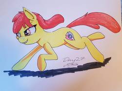 Size: 1032x774 | Tagged: safe, artist:sigilponies, apple bloom, earth pony, pony, g4, cutie mark, female, filly, inktober, inktober 2019, solo, the cmc's cutie marks, traditional art