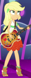 Size: 320x800 | Tagged: safe, screencap, applejack, equestria girls, g4, spring breakdown, cropped, female, guitar, hatless, missing accessory, musical instrument, solo