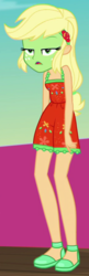 Size: 295x915 | Tagged: safe, screencap, applejack, equestria girls, equestria girls specials, g4, my little pony equestria girls: spring breakdown, cropped, female, green face, seasickness, sleeveless, solo