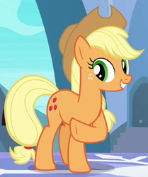 Size: 360x430 | Tagged: safe, screencap, applejack, earth pony, pony, g4, the crystal empire, cropped, cute, female, jackabetes, mare, solo