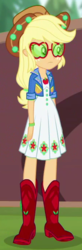 Size: 225x685 | Tagged: safe, screencap, applejack, equestria girls, festival filters, g4, my little pony equestria girls: better together, cropped, female, music festival outfit, solo, sunglasses