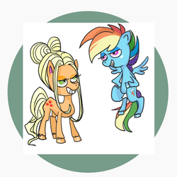 Size: 2048x2048 | Tagged: safe, artist:laya-21, applejack, rainbow dash, earth pony, pegasus, pony, g4.5, my little pony: pony life, duo, female, high res, lesbian, ship:appledash, shipping