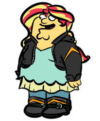 Size: 3300x4000 | Tagged: safe, artist:witchtaunter, sunset shimmer, equestria girls, g4, my little pony equestria girls: better together, adventure in the comments, comments locked down, comments more entertaining, crossover, cursed image, family guy, greatest internet moments, high res, male, meme, overweight, peter griffin, this is epic, wat