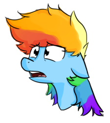 Size: 862x957 | Tagged: safe, artist:dark shadow, rainbow dash, pegasus, pony, g4, bust, disgusted, ears back, female, open mouth, portrait, sad, scared, solo