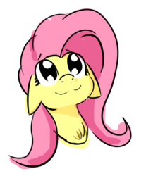 Size: 842x1016 | Tagged: safe, artist:dark shadow, fluttershy, pegasus, pony, g4, :3, bust, chest fluff, cute, female, floppy ears, happy, looking up, mare, portrait, shyabetes, simple background, smiling, solo, transparent background