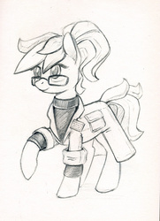 Size: 900x1246 | Tagged: safe, artist:maytee, earth pony, pony, clothes, lab coat, ponified, sketch, solo, traditional art