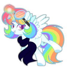 Size: 1920x2075 | Tagged: dead source, safe, artist:rainbows-skies, oc, oc only, oc:water star, alicorn, pony, base used, clothes, goggles, magic, male, scarf, simple background, solo, stallion, transparent background