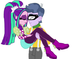 Size: 2008x1638 | Tagged: safe, artist:fernandash, artist:ktd1993, aria blaze, microchips, equestria girls, g4, ariachips, bridal carry, carrying, female, male, pigtails, shipping, straight, twintails