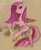 Size: 1266x1539 | Tagged: safe, anonymous artist, pinkie pie, earth pony, pony, g4, female, lying down, mare, on side, pinkamena diane pie, rock, sad, solo, underhoof