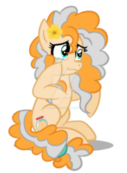 Size: 1024x1397 | Tagged: safe, artist:star-gaze-pony, pear butter, earth pony, pony, g4, crying, deviantart watermark, female, obtrusive watermark, older, sad pony, simple background, solo, tears of joy, teary eyes, transparent background, watermark
