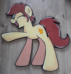 Size: 3027x3180 | Tagged: safe, artist:akififi, artist:sugar morning, oc, oc only, oc:canni soda, pony, galacon, acrylic painting, craft, high res, irl, mascot, photo, solo, traditional art, wood