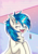 Size: 1500x2160 | Tagged: safe, alternate version, artist:lakunae, dj pon-3, vinyl scratch, pony, unicorn, g4, cute, ear fluff, eyes closed, female, hooves, laughing, lipstick, magic, makeup, mare, simple background, solo, telekinesis, vinylbetes