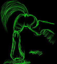 Size: 2151x2449 | Tagged: safe, artist:tour, pony, ambiguous gender, black and green, black background, butt, butt only, digital art, dock, high res, plot, rear view, simple background, sketch, solo