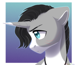 Size: 2500x2144 | Tagged: safe, artist:nika-rain, oc, oc only, pony, unicorn, bust, commission, high res, male, portrait, simple background, solo