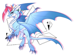 Size: 2255x1719 | Tagged: safe, artist:marbola, rainbow dash, dragon, g4, alternate universe, dragoness, dragonified, female, rainbow dragon, simple background, solo, species swap, white background
