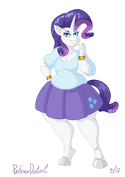Size: 800x1131 | Tagged: safe, artist:professordoctorc, rarity, anthro, unguligrade anthro, series:r is for rarity, g4, bracelet, chubby, clothes, jewelry, simple background, skirt, thighs, thunder thighs, white background