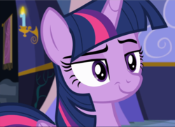 Size: 1292x940 | Tagged: safe, screencap, twilight sparkle, alicorn, pony, a flurry of emotions, g4, close-up, cropped, female, mare, raised eyebrow, smiling, smirk, smug, smuglight sparkle, solo, twilight sparkle (alicorn)
