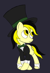 Size: 2522x3648 | Tagged: safe, artist:ahorseofcourse, oc, oc only, oc:leslie fair, pony, bowtie, clothes, female, hat, high res, mare, solo, suit, top hat