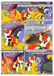 Size: 752x1063 | Tagged: safe, artist:christhes, oc, oc:gracenote, oc:jade mare, oc:maple leaf, changeling, earth pony, pony, unicorn, boba fett, butt, comic, disguise, disguised changeling, female, gold, jabba's palace, mare, plot, ponified, star mares, star wars
