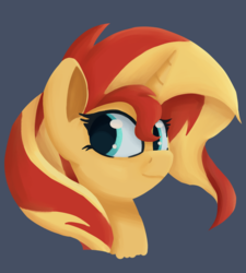 Size: 900x1000 | Tagged: safe, artist:midnight-note, sunset shimmer, pony, unicorn, g4, bust, cute, female, portrait, shimmerbetes, simple background, smiling, solo
