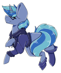 Size: 542x651 | Tagged: artist needed, safe, oc, oc only, oc:blue cola, pony, unicorn, clothes, glasses, happy, hoodie, male, smiling, socks, solo, stallion
