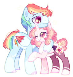 Size: 1194x1254 | Tagged: safe, artist:manella-art, rainbow dash, oc, oc:sunny moonlight, alicorn, pegasus, pony, g4, alicorn oc, alternate design, base used, colored hooves, colored wings, colored wingtips, father and daughter, female, hug, male, offspring, one eye closed, parent:rainbow dash, parent:twilight sparkle, parents:twidash, rule 63, simple background, transparent background